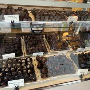 a variety of chocolates on display