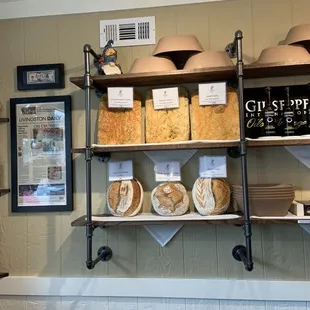 shelves of bread and pastries
