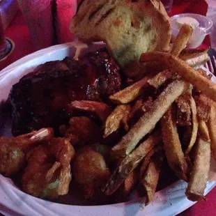 1/2 slab of ribs with shrimp and Parmesan fries ExCELLENT!!!!