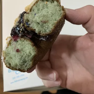 Inside of the brown butter blueberry