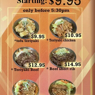 daily special rice bowl with special price