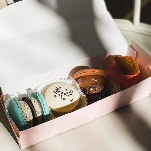 oreo, black sesame, ferrero rocher, biscoff fat macarons