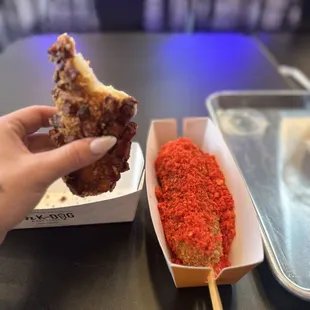 Sweet potato and original + hot Cheetos