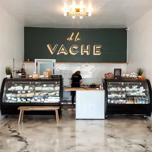 the interior of a bakery
