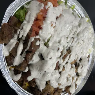 Combo Gyro and chicken platter with feta