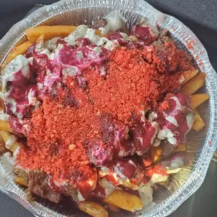 OMG FRIES with hot cheetos