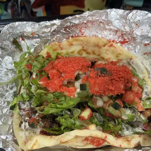 BEEF GYRO WRAP with hot Cheetos