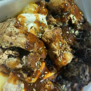 Rib tip baked potato