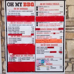 Menu as of 1 Jul 15
