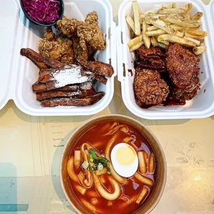 Legit spicy chili fried chicken and soy chicken