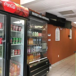 lots of canned and bottled drinks to choose from, some Indian