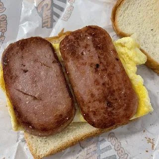 Spam and egg sandwich