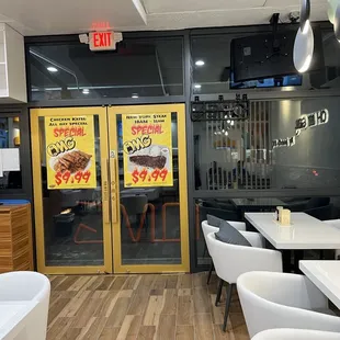 Specials . Order take out im the front and there&apos;s some chairs to sit and wait on the side!