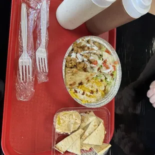 Small Chicken Platter , Hummus &amp; Pita