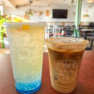 Ocean Blue soda and Vietnamese coffee