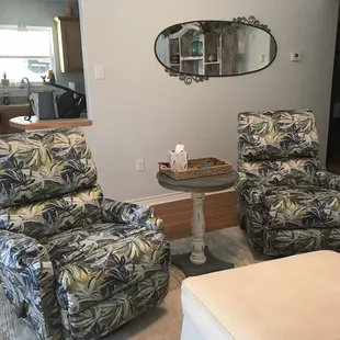 Two rocker swivel recliners from Oh My in Rockport.