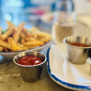 French Fries and BBQ "Chicken" Wings