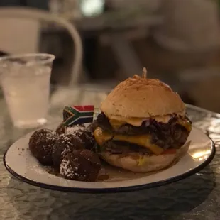 Burger with Pumpkin Fritters