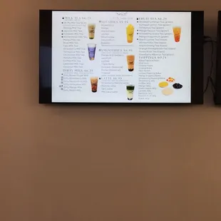 a menu on the wall