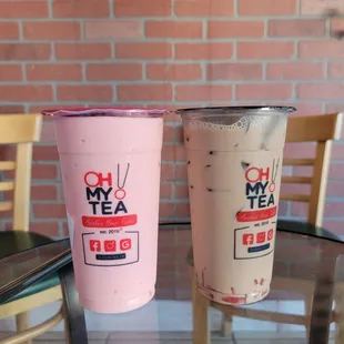 Strawberry Smoothie and Lavender Milk Tea w/Strawberry jelly