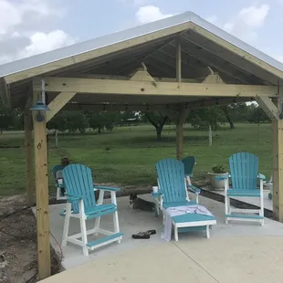 Pool furniture under pergola