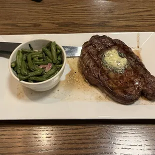 Southern Green Beans &amp; 16oz Ribeye (medium)