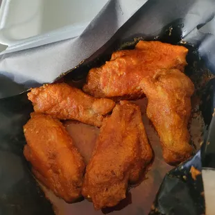 Hot buffalo wings well done