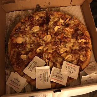 DELISH!!! Meat lovers with mushrooms!