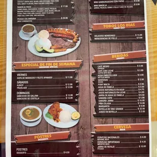 menu
