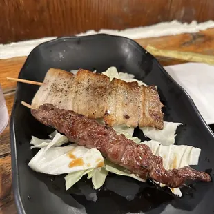 beef &amp; pork belly yakitori