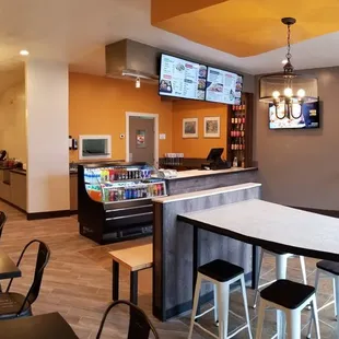 the inside of a restaurant