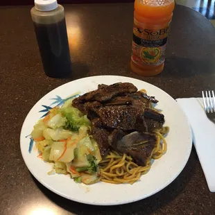 11 oz ribeye teriyaki, with yakisoba noodle for a dollar more. Boom