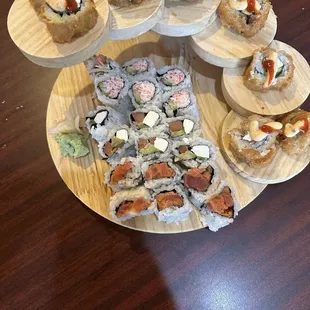 Various sushi rolls