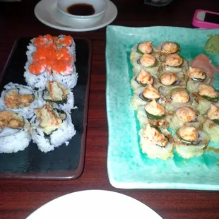Shrimp Tempora, California with roe, and two Las Vegas rolls. Amazing!