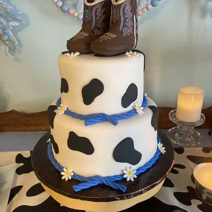 a cow print cake