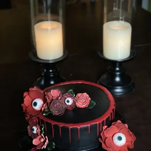 Creepy glam Halloween birthday cake