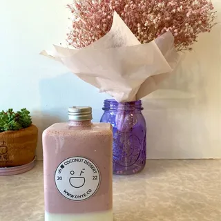 Strawberry Milk with Coconut Jelly