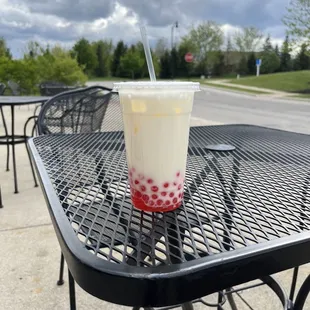 Coconut Bubble Tea with cherry