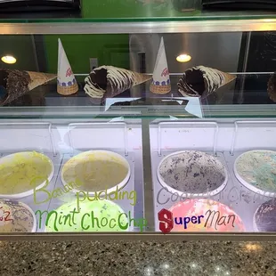 Hand scooped and rolled ice cream options