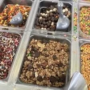 Some of the various toppings for you frozen yogurt/ice cream!