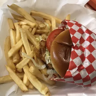 Uncle Mickey's Burger with fries
