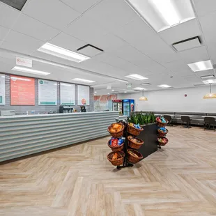 the front desk and seating area