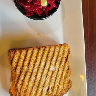 Grilled cheese and cucumber I think?