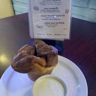 One Perfect Popover with T's Organic Macadamia Nut Sauce
