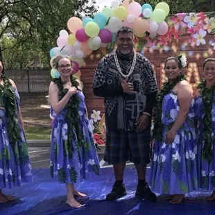Performing to live Hawaiian music with Uncle Andy Ene and Ohana Dance Group.