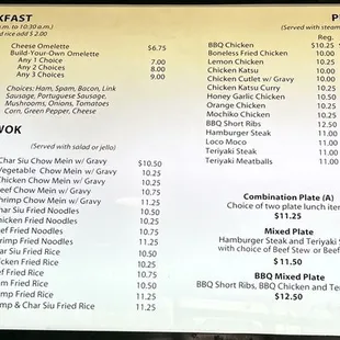 Updated menu