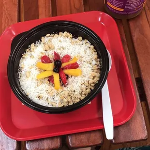açaí bowl, they added more toppings than listed on the menu