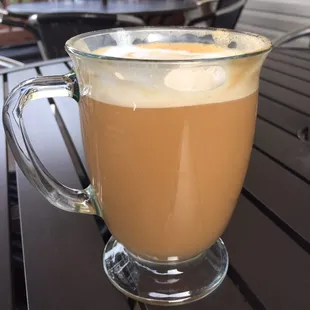 Coconut Latte sweetened with organic simple syrup