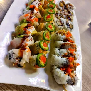 a plate of sushi