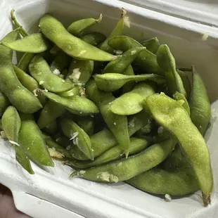 Raw garlic on edamame
